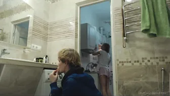 Deeply for washing machine. Rough sloppy facefuck