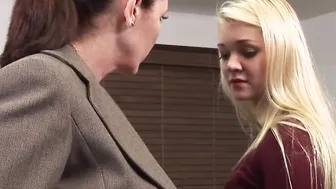 Dyke mom dovefucks blonde assistant