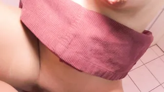 German skinny 18yo amateur teen make toilet blowjob after piss