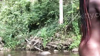 Adorable Black enjoying the River