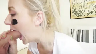 Curvy blonde teen swallowed big cock