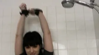 Gorgeous Shemale Bailey Jay Tied Up in the Bathroom