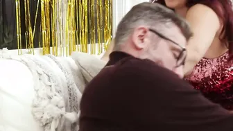 Milf stepmoms sucking and fucking teen stepsons in foursome