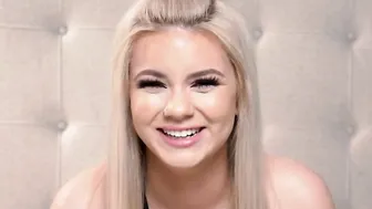 Thick blonde teen rides dick on POV casting