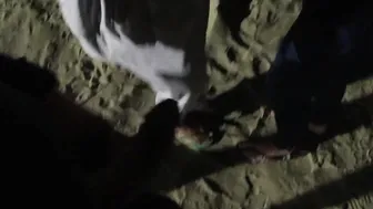 We were on the beach when we caught a lovers having sex into the trash and we started a Goddess bitching at three watching the lovers