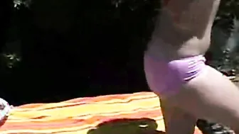 Hot blonde teen slut masturbates