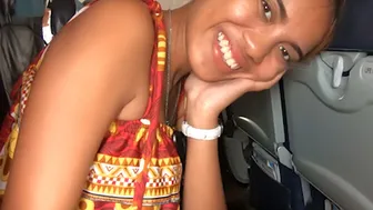 Thai teen on an airplane and on a cock