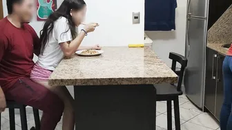 I like to eat sitting on my step uncles legs