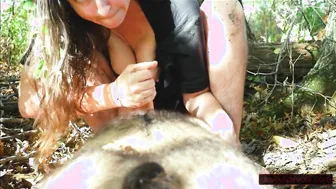 pov Cocksucking and Soak Sloppy Hand Job into Woods; Leaves into her Hair