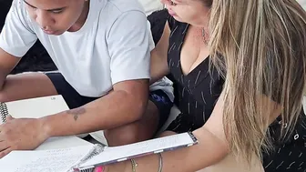 I help my stepson with his homework but his penis distracts me