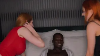 BLACKEDRAW two fiery redheads double team a big big black dick