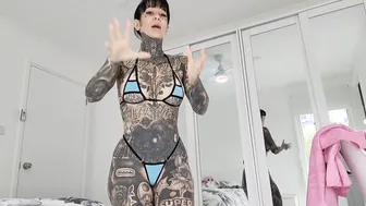 Blue and Black Cut Out Micro Bikini Melody Radford Onlyfans