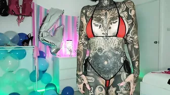 Sheer Pink and Blue Micro Bikini try on