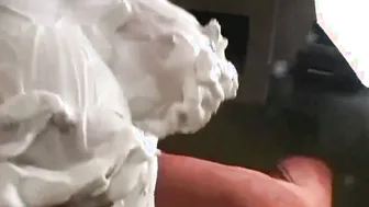 Blonde Lesbian playing cream nude and drunk cards