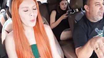 irresistible ginger decides to be a porn actress and getting inside the vehicle nude