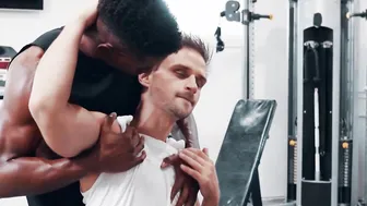 Handsome dude seduced and fucked by his muscular black trainer