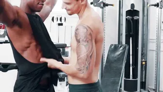Handsome dude seduced and fucked by his muscular black trainer