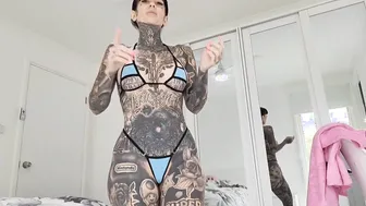 Blue and African Cut Out Micro Bikini Melody Radford