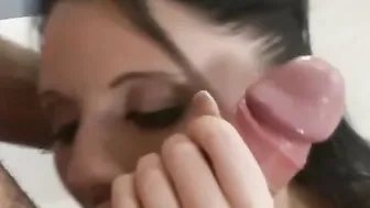 Stunning escort in high heels facialized after sensual sex