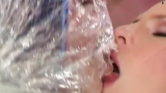 German blonde femdom babe like fetish sex in plastic