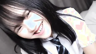 Mei Hotta wears a uniform for us and then masturbates while we view