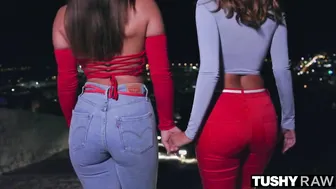 TUSHYRAW Beautiful hotties have filthy anal three-way