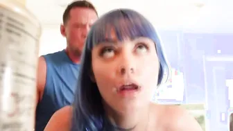 Busty babe fucked by TS stepsis and her bf