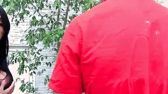 Naughty Transsexual Adrielhy Bronze and Her Gardener Fuck Each Others Asses
