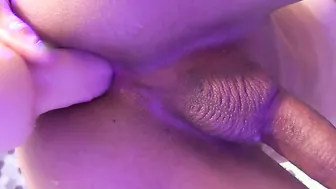 Beautiful shemale Hann Rios plays with her dick with a dildo up her ass