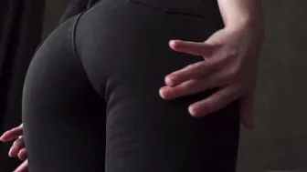 Goddess mom Inside Tight Ebony Jeans Flashing White G-String Whale Tail