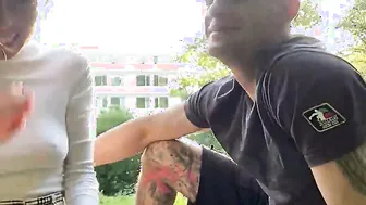 Redhead teen almost got caught fucking in public park