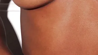 Flexible ebony dancer exposes her boobs