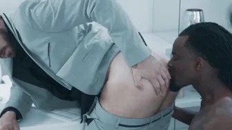 Businessman rimmed and anally fucked by athletic black stud