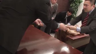 Nude Japanese secretary got used as a eating table by her boss partners