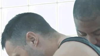 Threesome interracial anal sex with handsome athletic gays