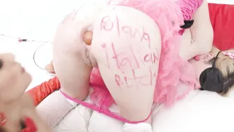 Submissive Skank Sara Bell Getting Thrashed By Dominant Veronica Leal During Piss Drinking Anal Gang Bang