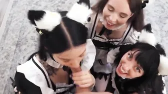 Slutty maids eating ass and getting fucked