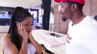 Hot pizza for her and wet pussy for him