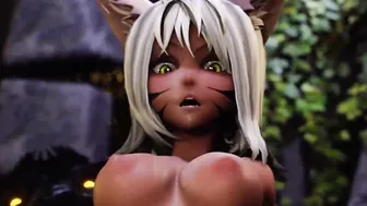 3 catgirls summon a gigacock demon and got fuck silly