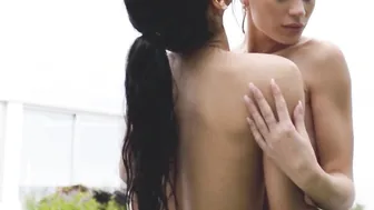 Petite lesbian Asian and Latina babes
