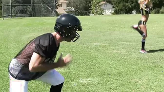 Busty Blonde Cheerleader Honey Blossom Seduces Quarterback Charles Dera With Shaved Pussy