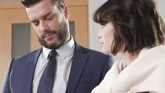 Petite College Student Gets Fucked On A Desk After A Sloppy Blowjob During A Job Interview