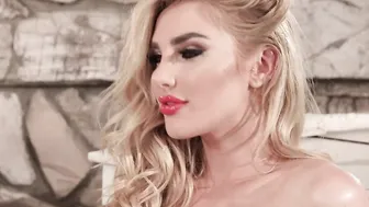 Blonde Big Tits Babe Kenzie Anne Masturbates and Strips from Lingerie and Stockings