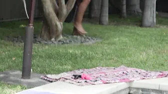 Big Tits April Olson Masturbates Poolside With Her Vibrator and Butt Plug