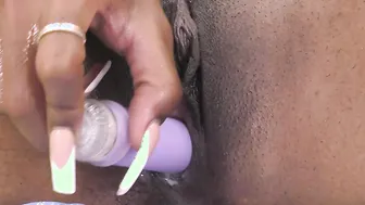 Big Tit Ebony Babe Jordy Love Opens Legs and Plays With a Vibrator in her Shaved Pussy