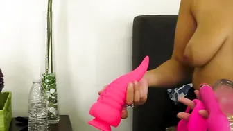 Busty Blonde Babe Stuffs Panties Into Wet Shaved Pussy and Masturbates