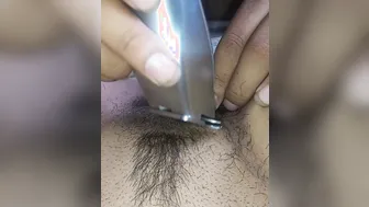 I asked the neighbors to help me shave the Hottie of my twat and my booty view the results at the end