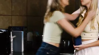 Blonde lesbian teens Emma Sirus and Kay Lovely pussy licking