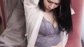 The plumber went to the house to  a beautiful young woman