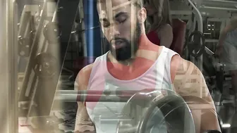 Skinny blonde Anya Olsen works out on some huge ebony penis at they gym